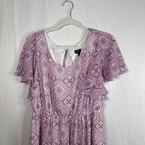 Women’s Torrid Pink Print Knee Length Elastic Waist Dress Size 0/L/12 Preowned - Picture 2 of 13
